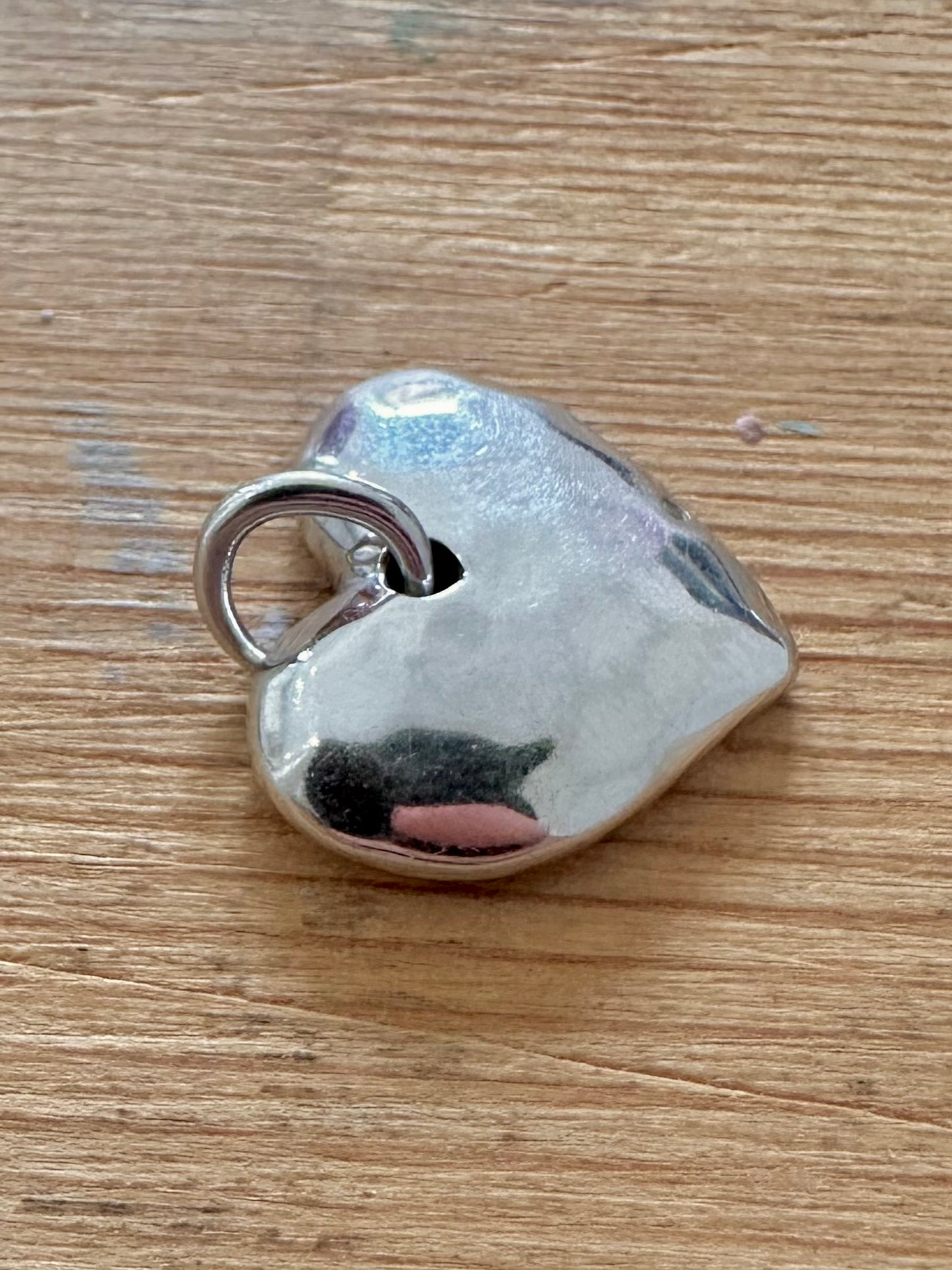 Modern Diamond Hammered Heart 925 Silver Pendant