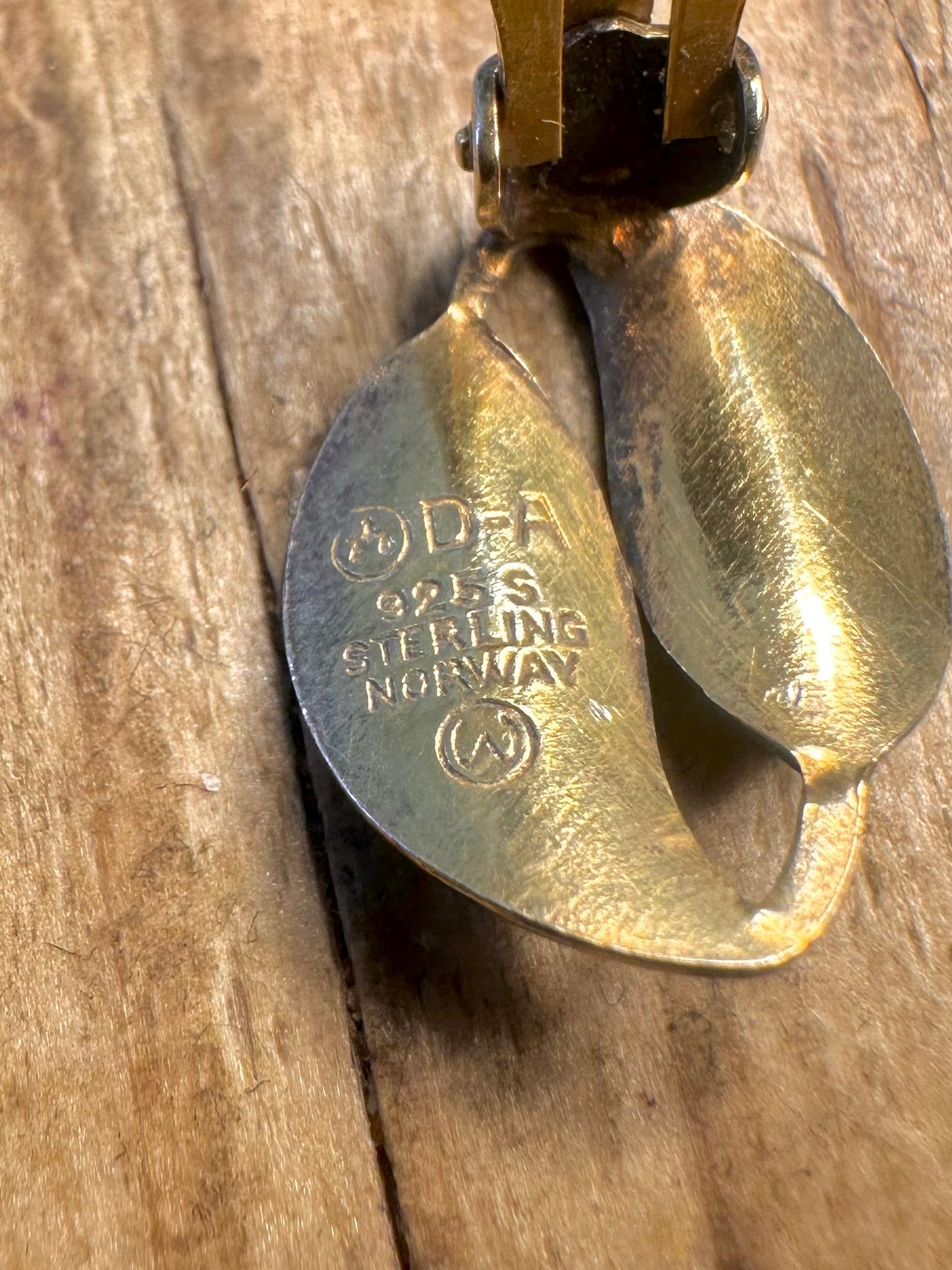 David Anderson Norwegian Red Guilloche Enamel Clip On 925 Sterling Silver Earrings