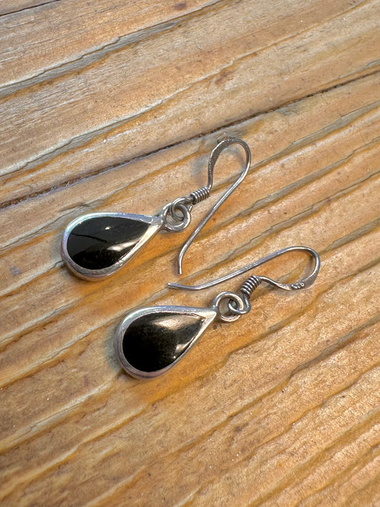 Black Onyx Dangle 925 Sterling Silver Earrings