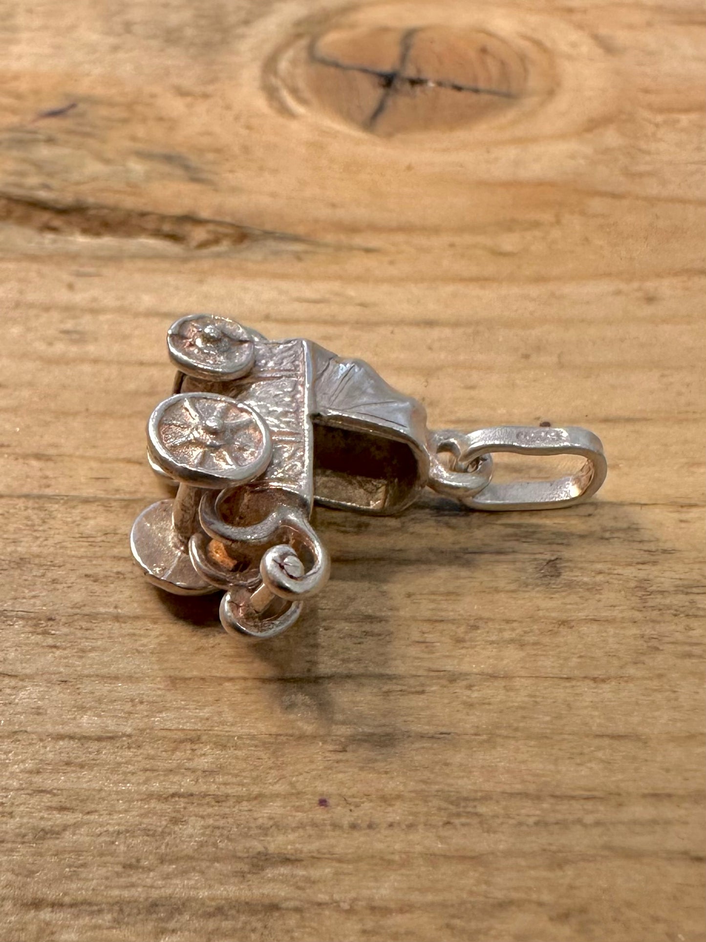 Vintage Baby Carriage 925 Silver Charm Pendant
