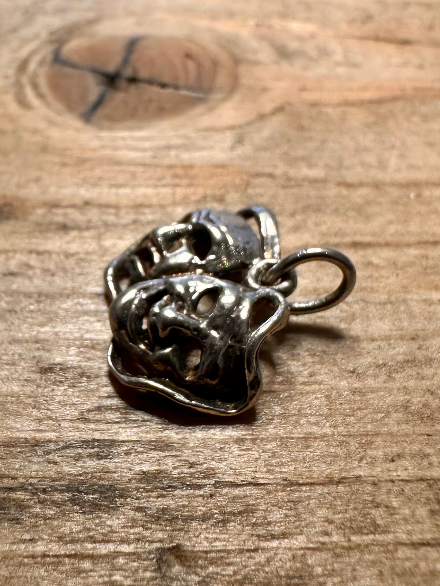 Vintage Comedy and Tragedy Mask 925 Silver Charm Pendant