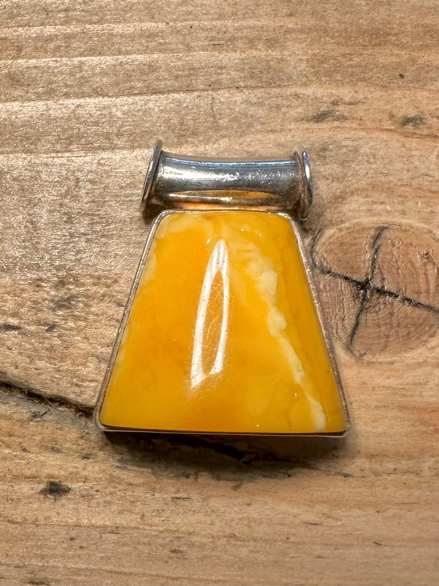 Modernist Butterscotch Amber 925 Silver Pendant