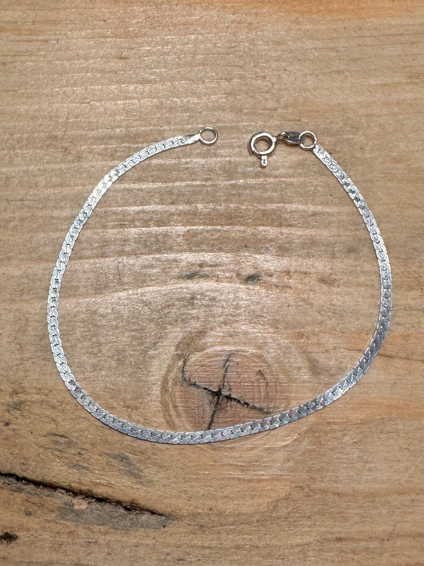 Vintage Flat Link Italy 925 Silver 6.6 inch Bracelet