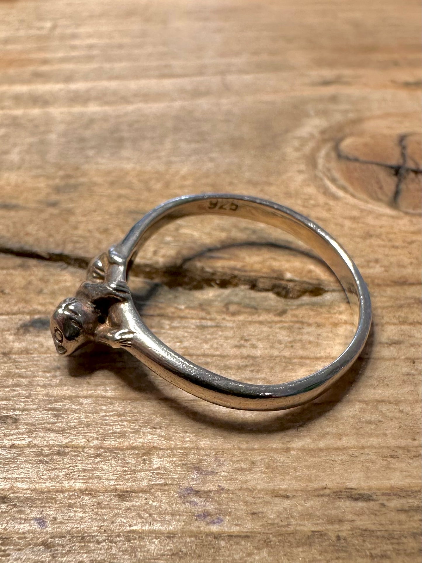 Vintage Cat 925 Silver Size R Ring