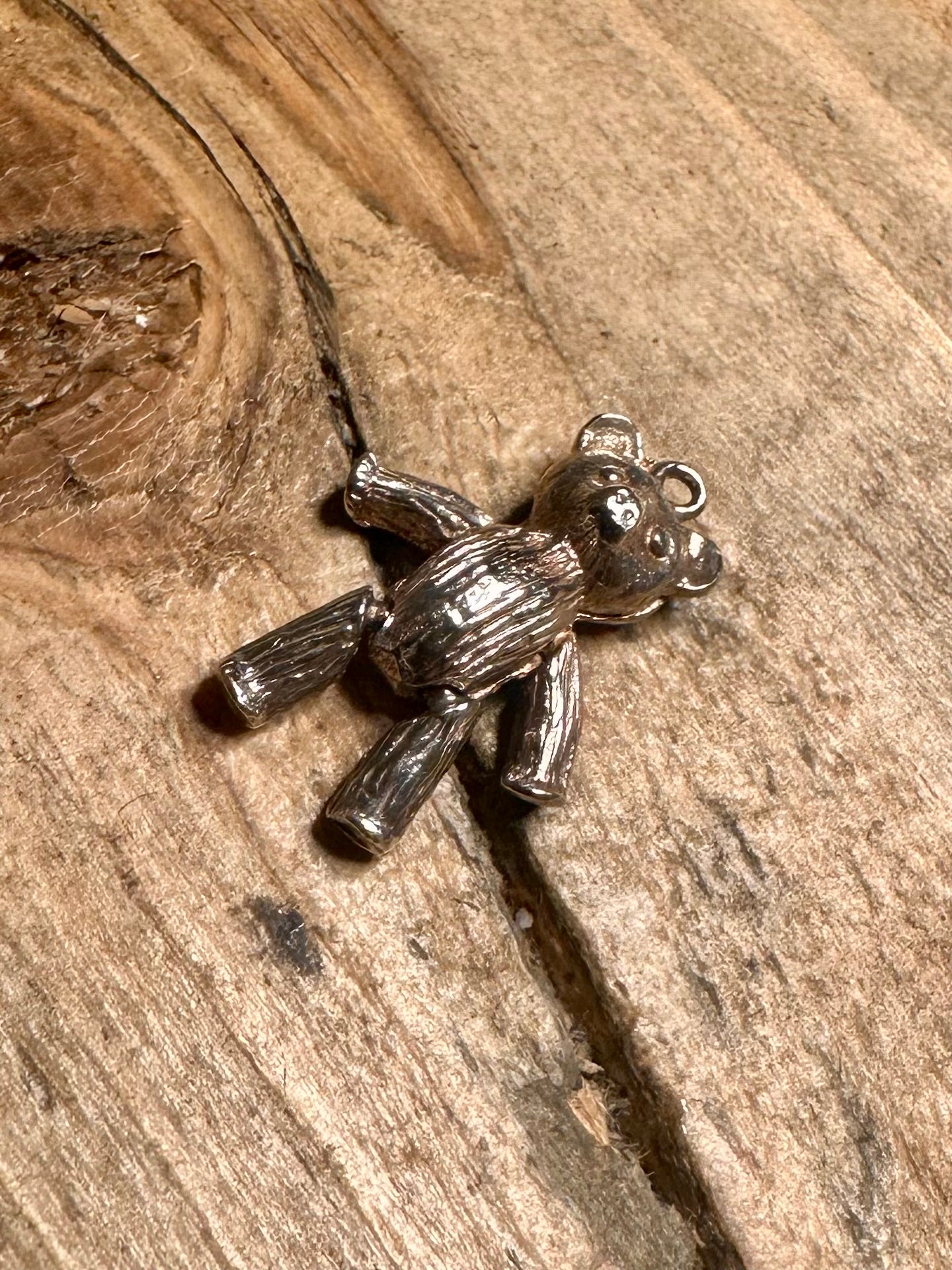 Vintage Articulated Teddy Bear 925 Silver Pendant