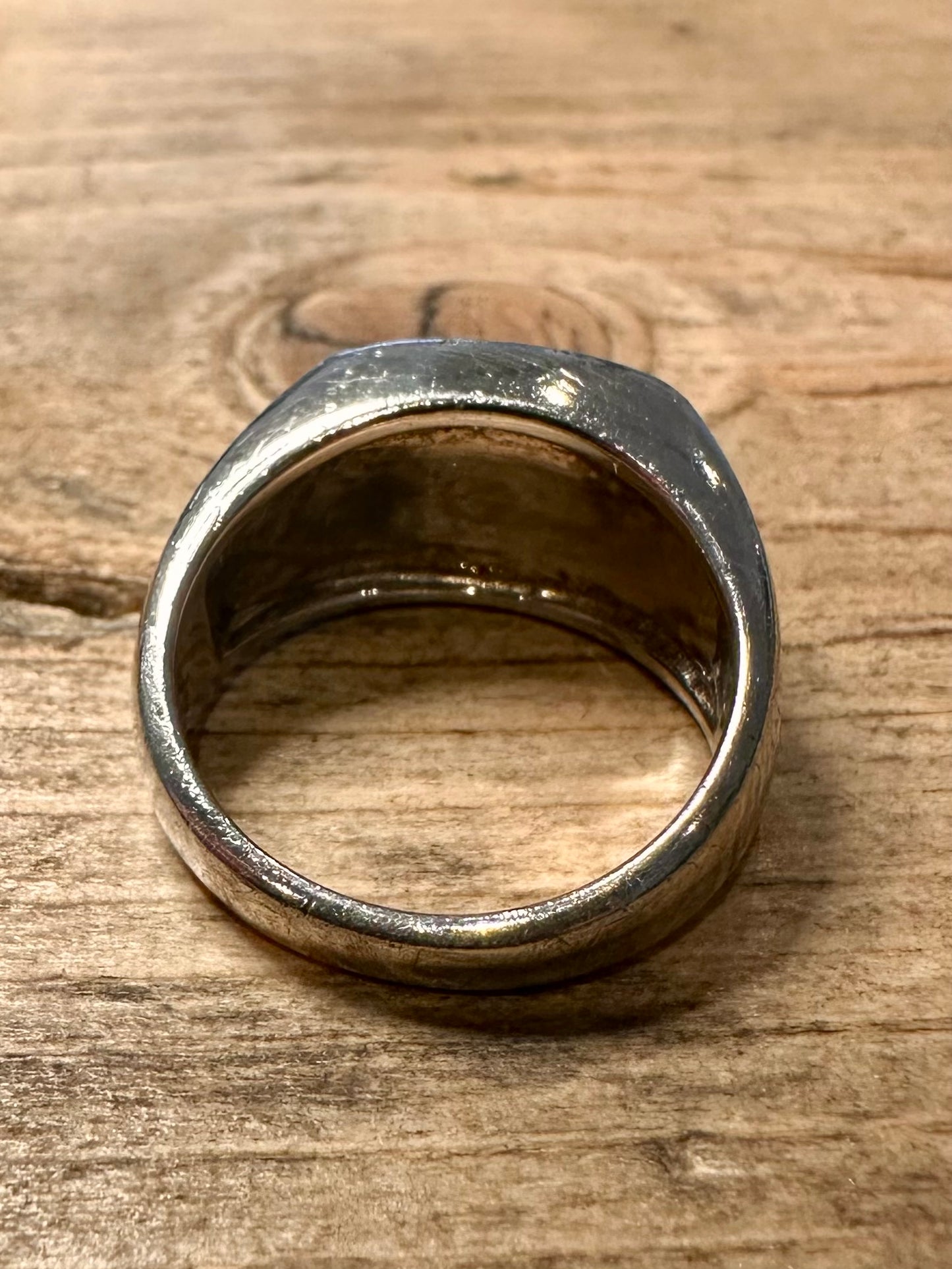 Abstract Blue Dichroic 925 Silver Size P Ring