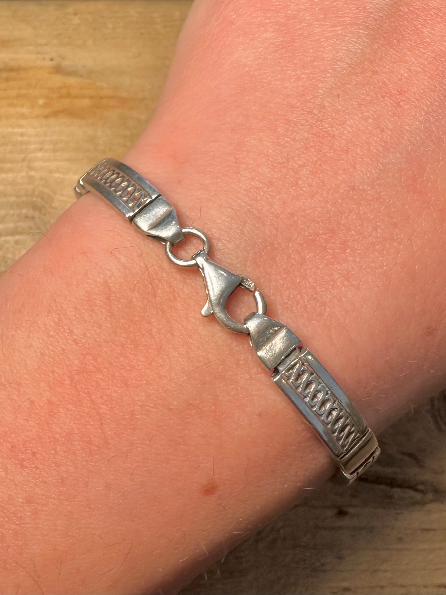Vintage Tribal Bar 925 Silver 7.5 inch Bracelet
