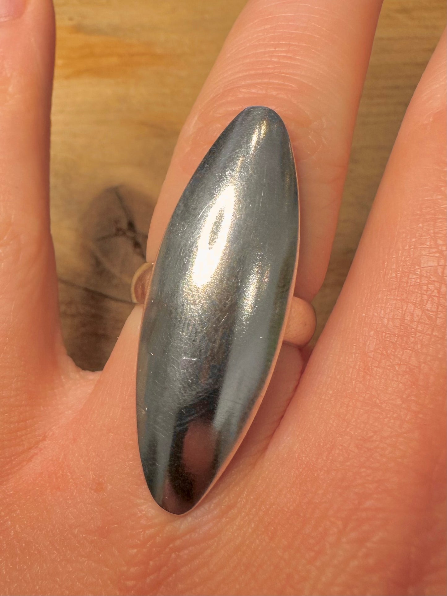 Abstract Long 925 Silver Size O1/2 Ring