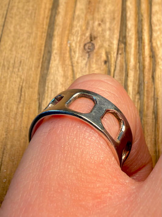 Oval Cut Out Band 925 Sterling Silver Size O1/2 Ring