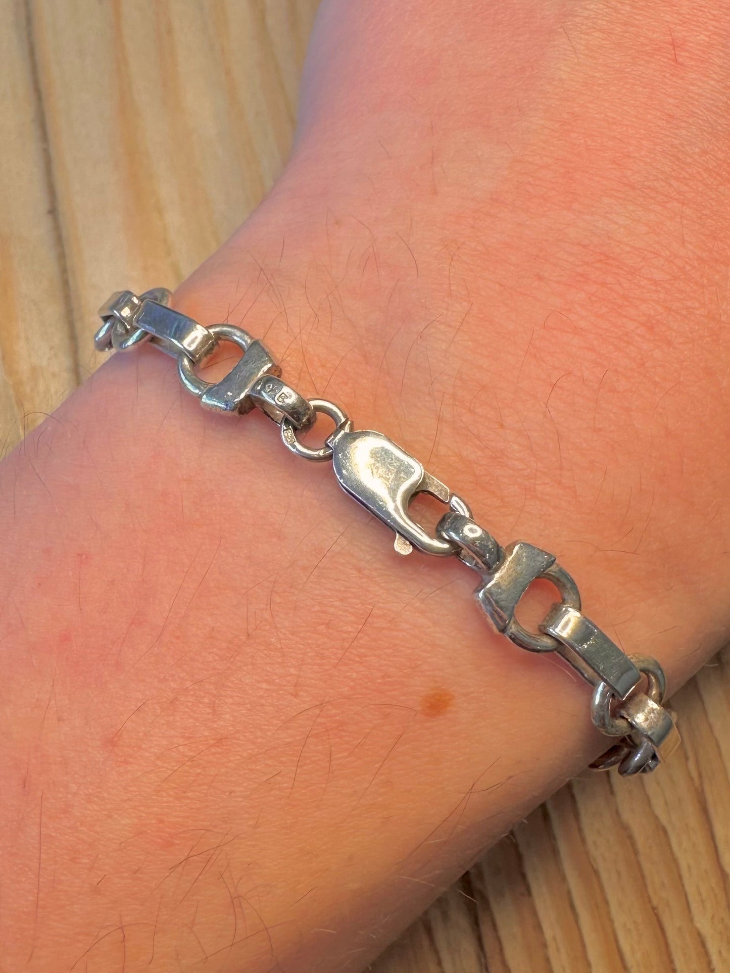 Vintage Abstract Chain Link 925 Sterling Silver 7.8 inch Bracelet