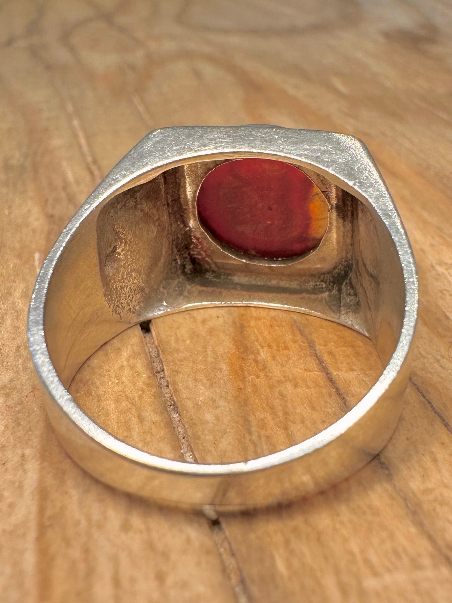 Vintage Carnelian Intaglio Signet 925 Sterling Silver Size V Ring