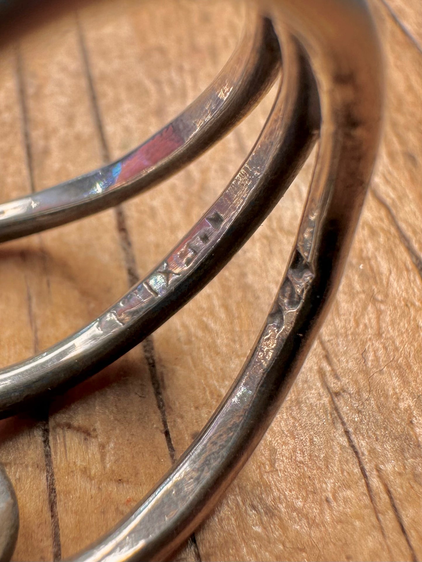 Vintage Swirly Layer 925 Sterling Silver Size P1/2 Ring