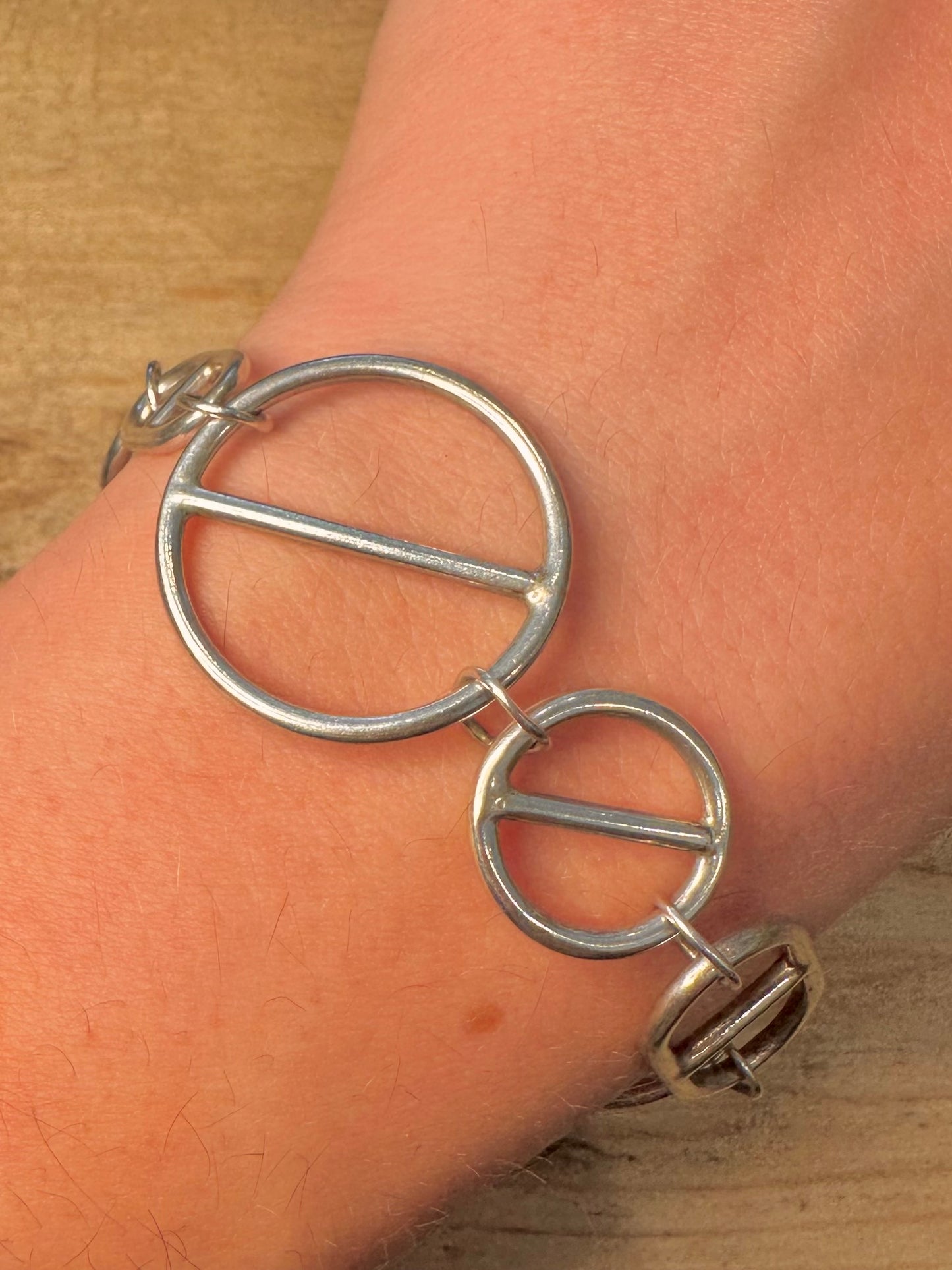 Abstract Hermes Style Chain 925 Silver 7 inch Bracelet