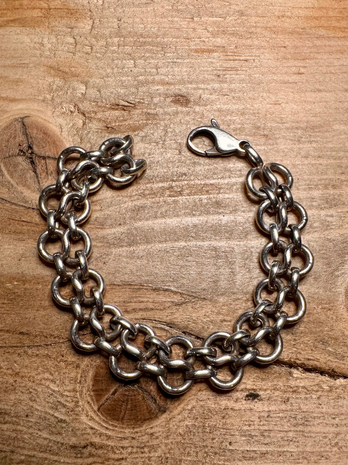 Vintage Infinity Link 925 Silver 7 inch Bracelet