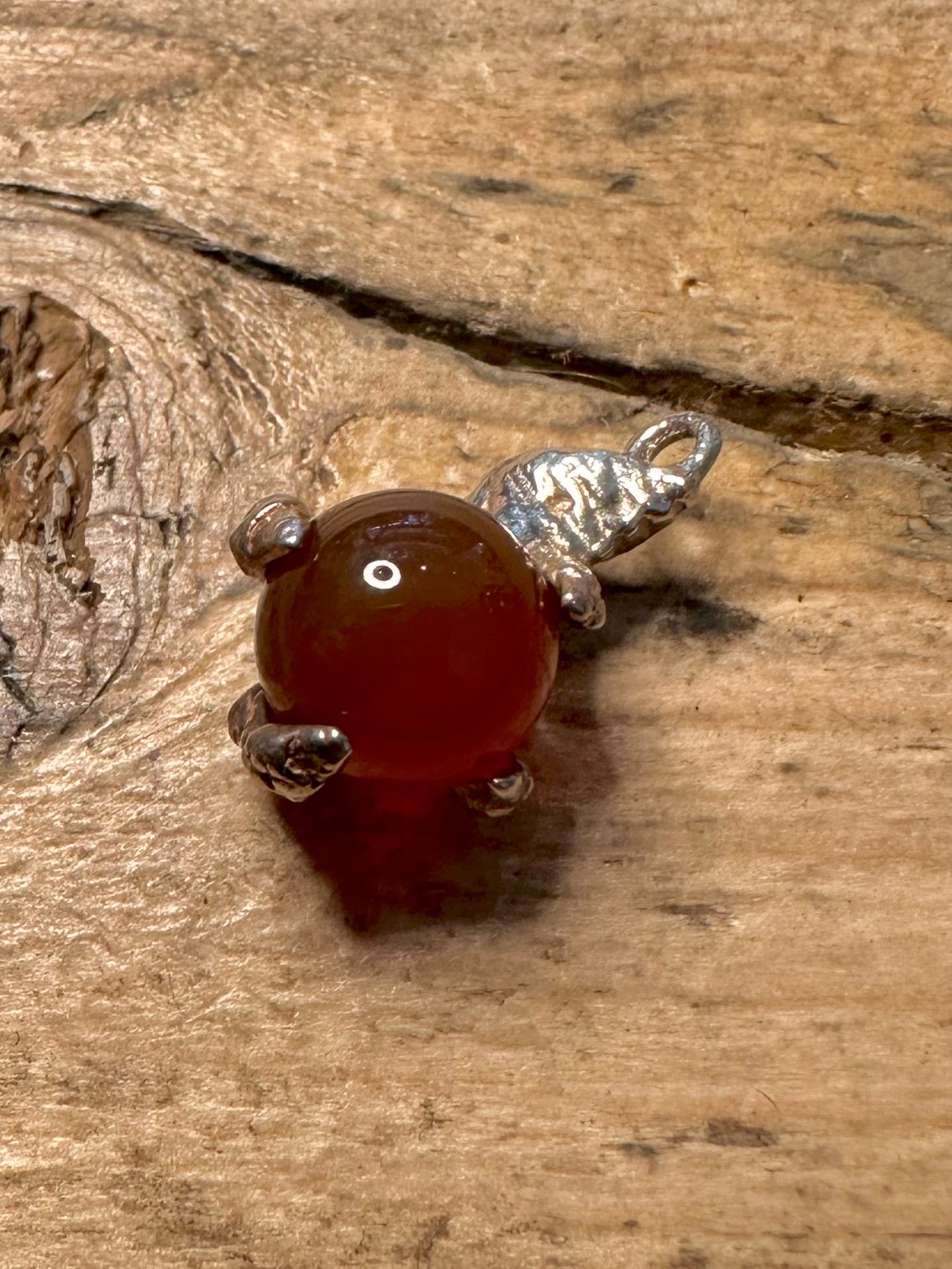 Vintage Claw Carnelian Ball 925 Silver Charm Pendant