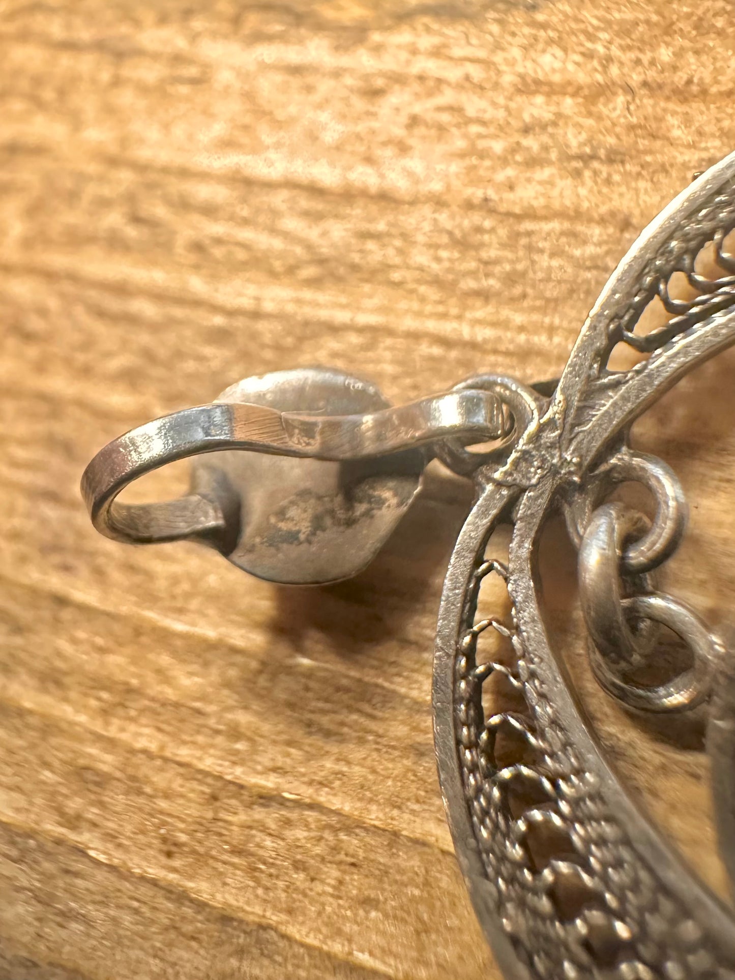 Vintage Turquoise Filigree 925 Silver Pendant