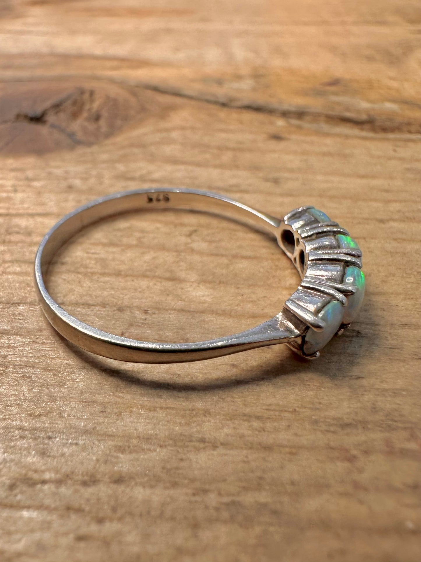 Vintage Opal 925 Silver Size T Ring