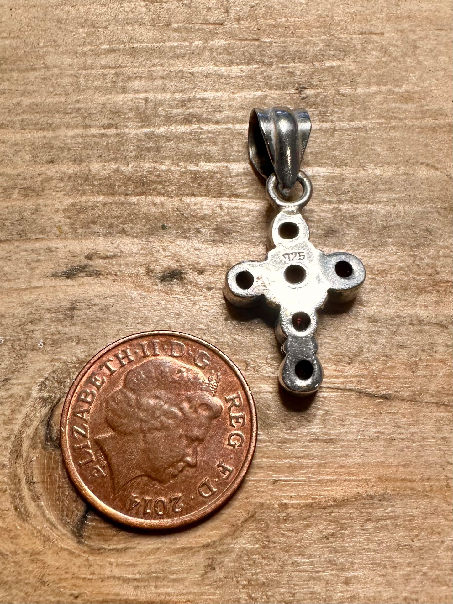 Vintage Garnet Cross 925 Silver Pendant