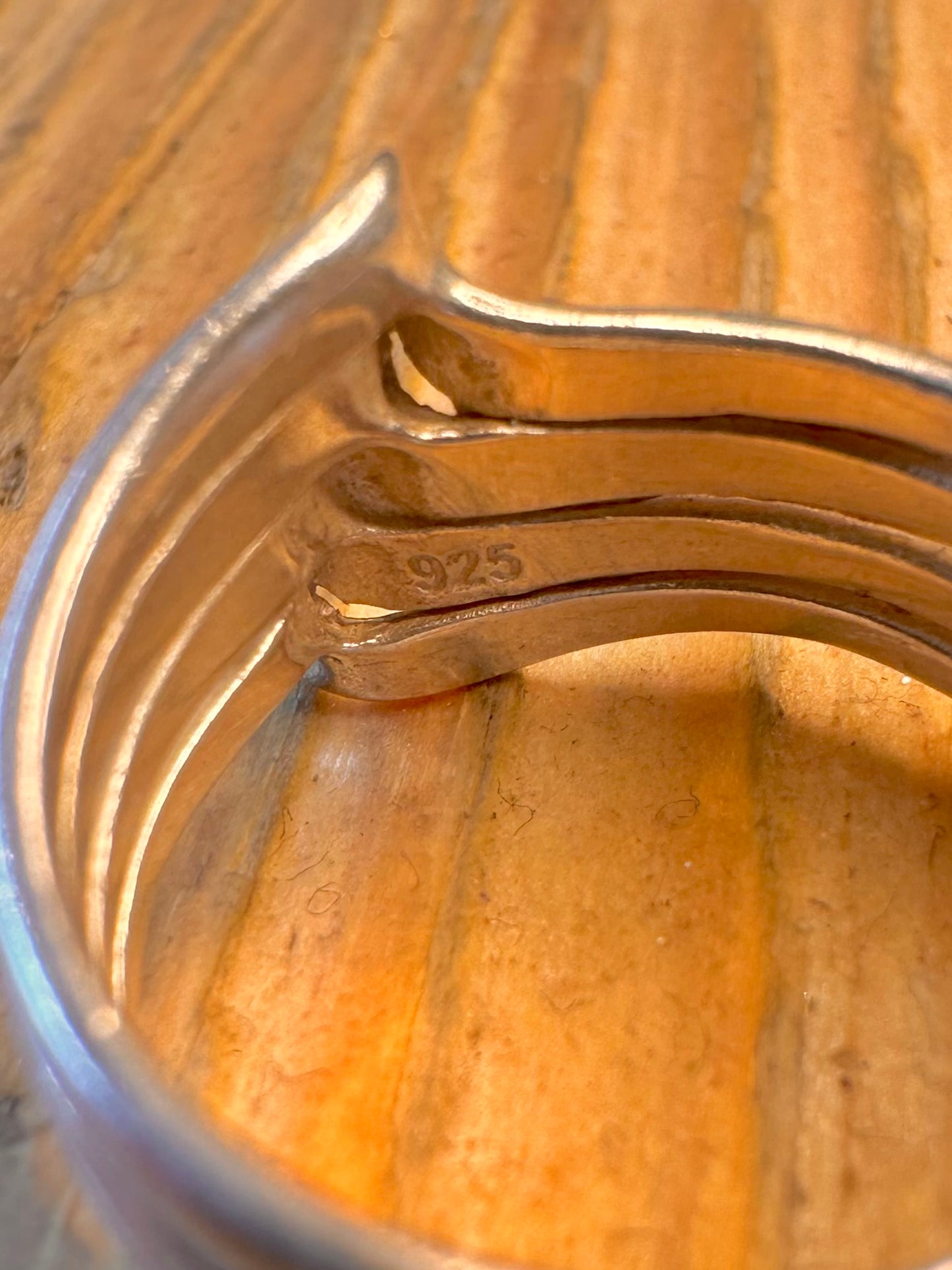 Abstract Layered Twist 925 Sterling Silver Size N Ring