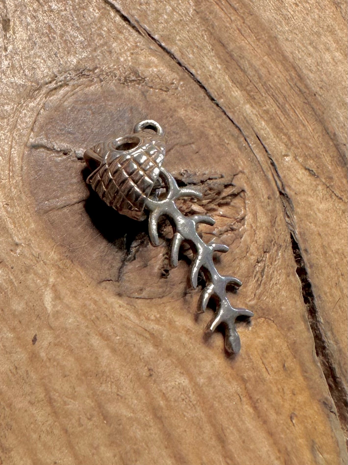 Vintage Fish Bones 925 Silver Charm Pendant