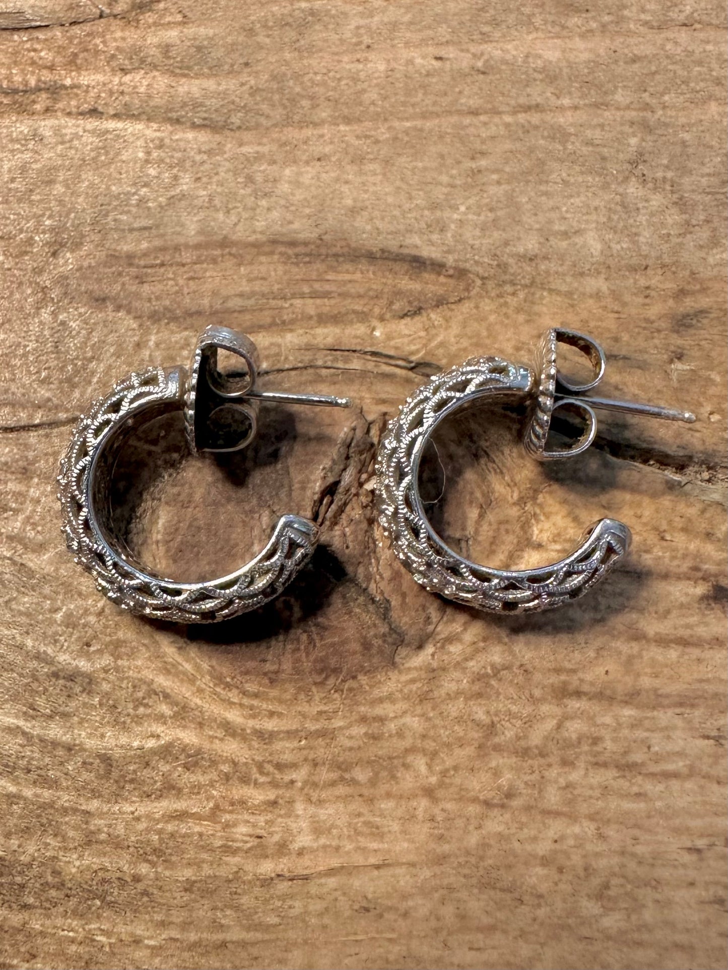 Modern CZ Half Hoop 925 Silver Earrings