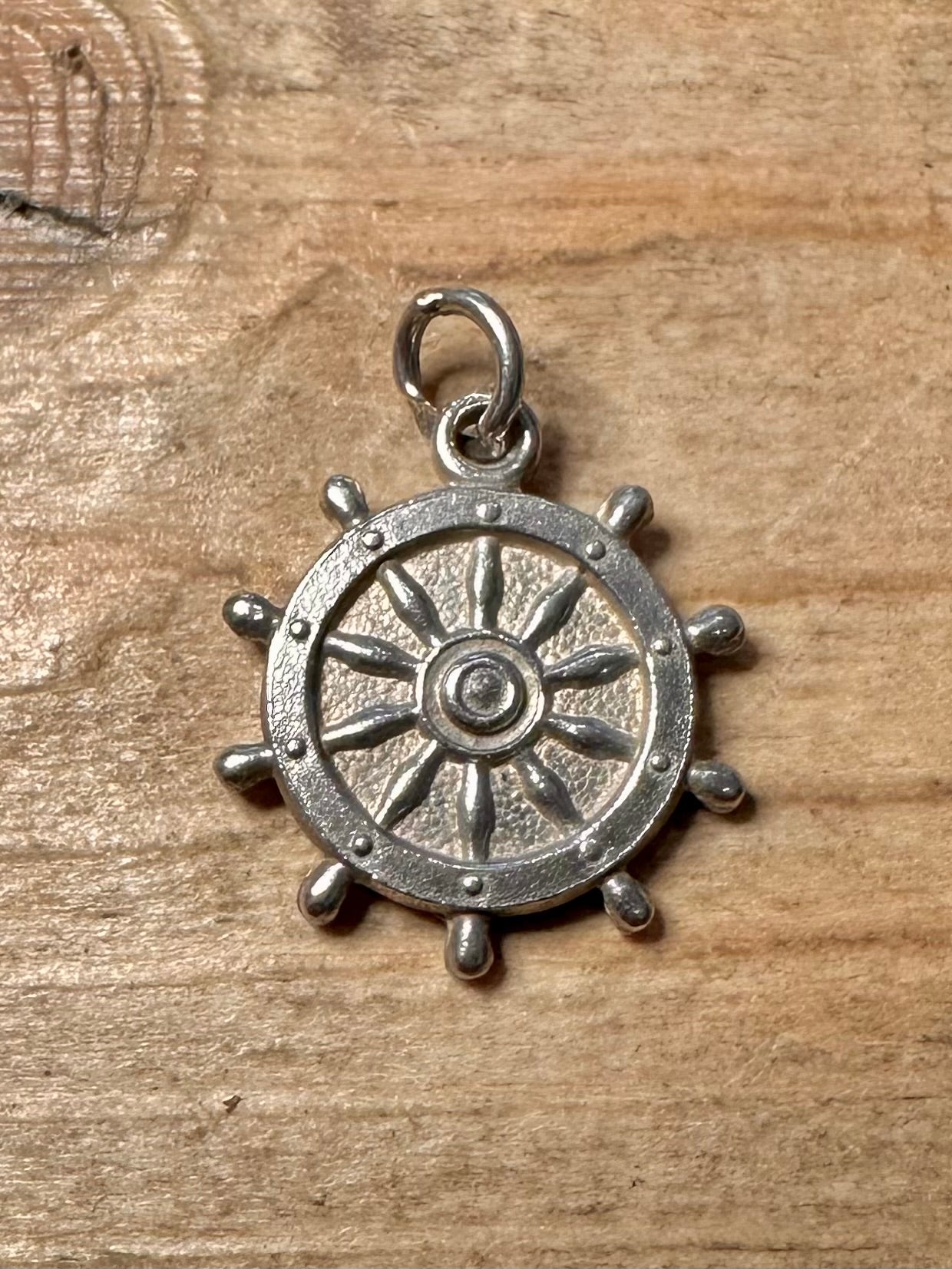 Vintage Ship Captains Wheel 925 Silver Charm Pendant
