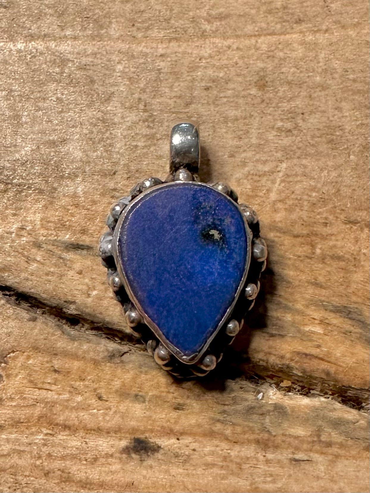 Vintage Ornate Lapis 925 Silver Pendant