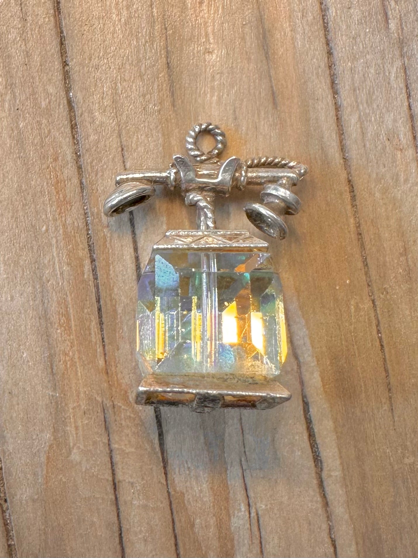 Vintage Crystal Telephone 925 Silver Charm Pendant