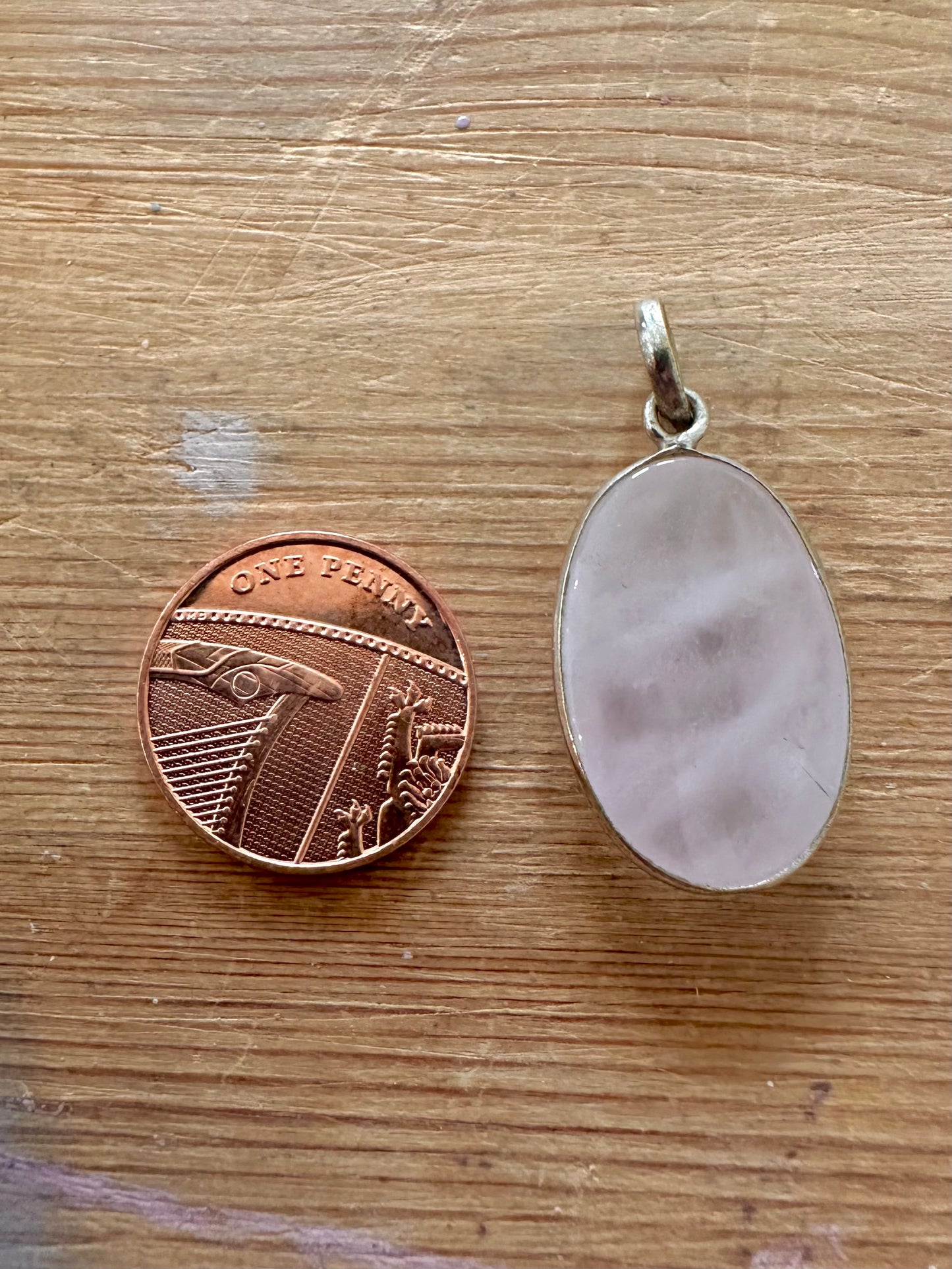 Vintage Rose Quarts 925 Silver Pendant
