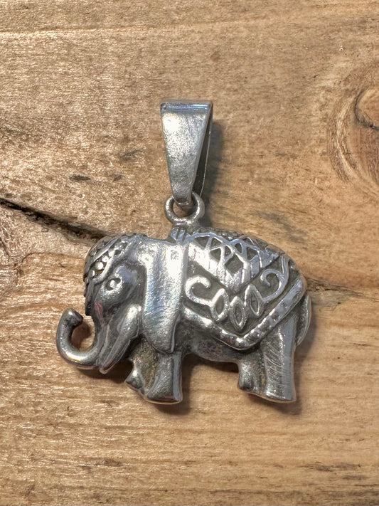 Vintage Tribal Elephant 925 Silver Pendant