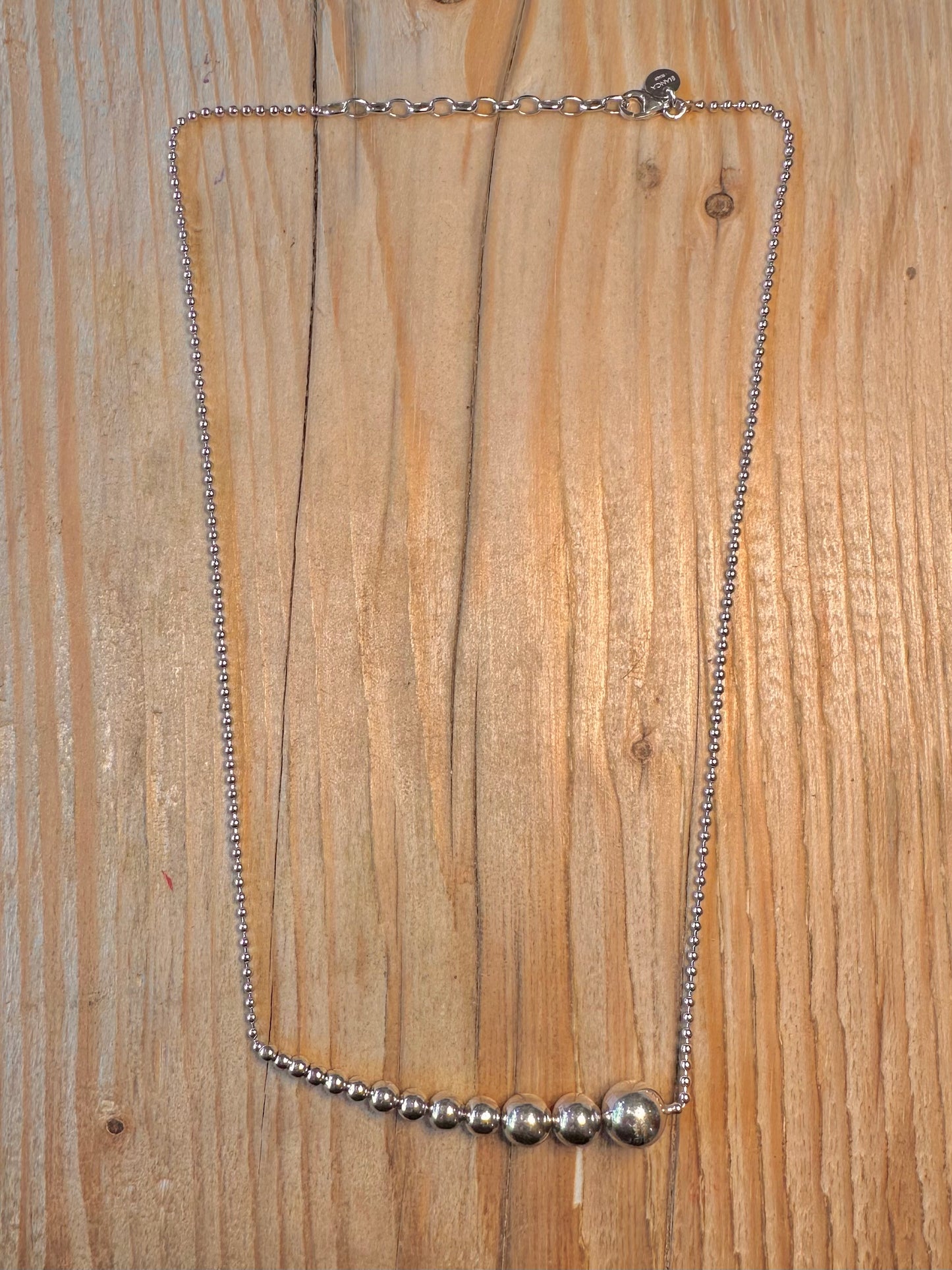 Modern Ball Chain Graduated 925 Sterling Silver 17.5 to 19.4 inch Necklace