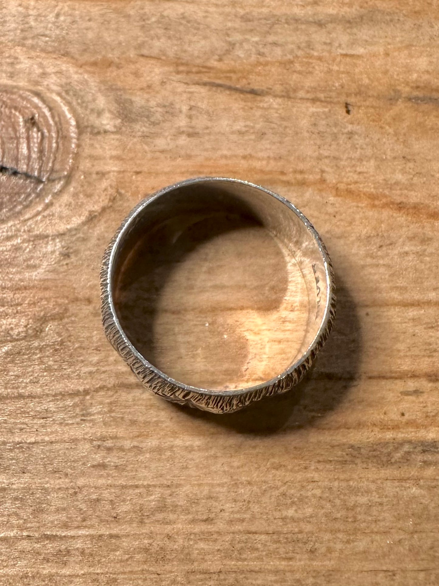 Vintage Textured X Band 925 Silver Size O Ring