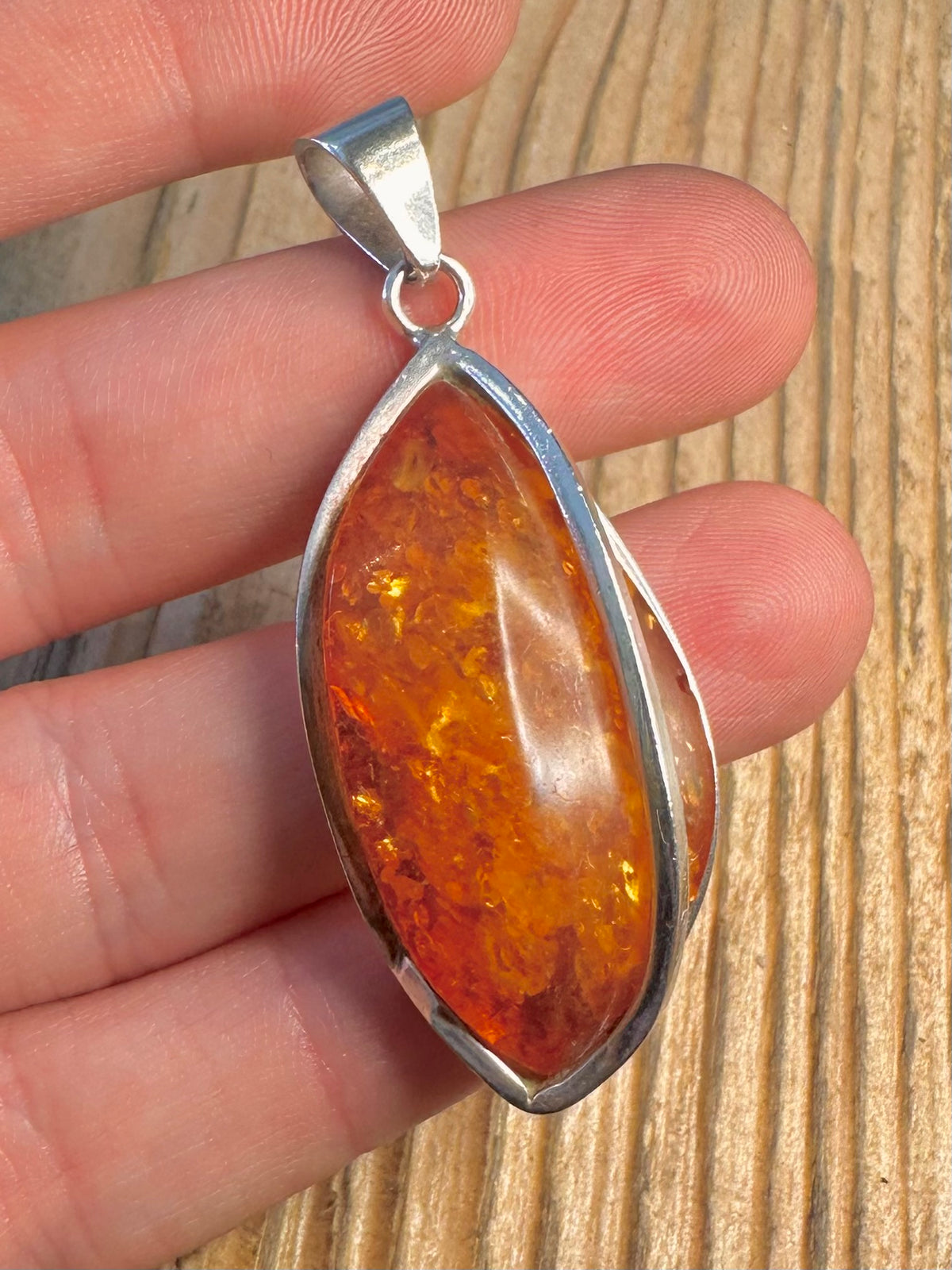 Abstract Amber 925 Sterling Silver Pendant