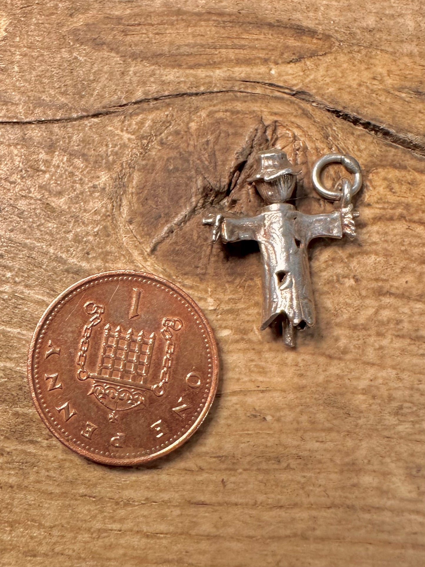Vintage Scarecrow Moving 925 Silver Charm Pendant