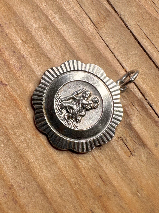 Vintage Georg Jensen St Christopher Textured 925 Sterling Silver Pendant