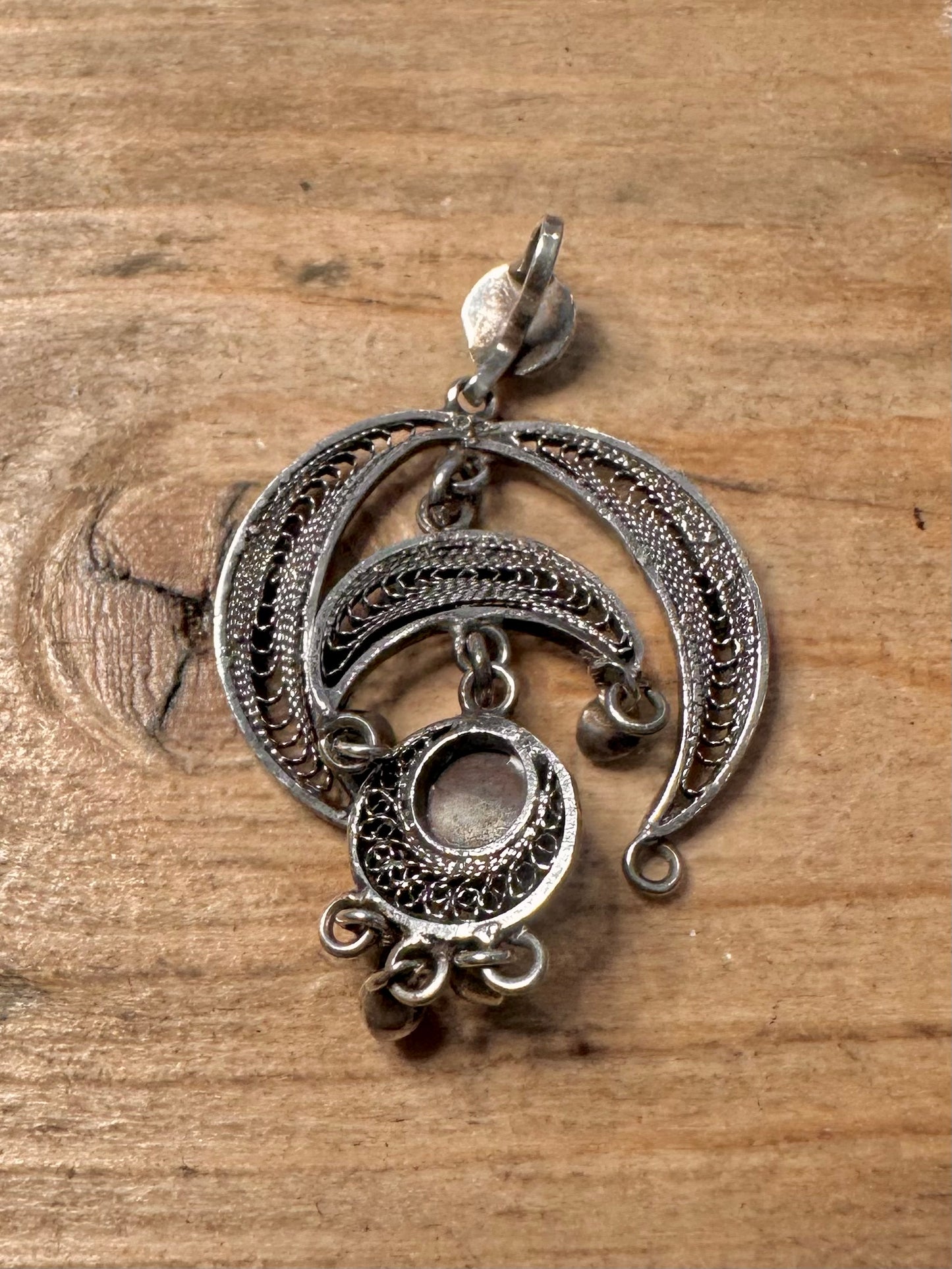 Vintage Turquoise Filigree 925 Silver Pendant