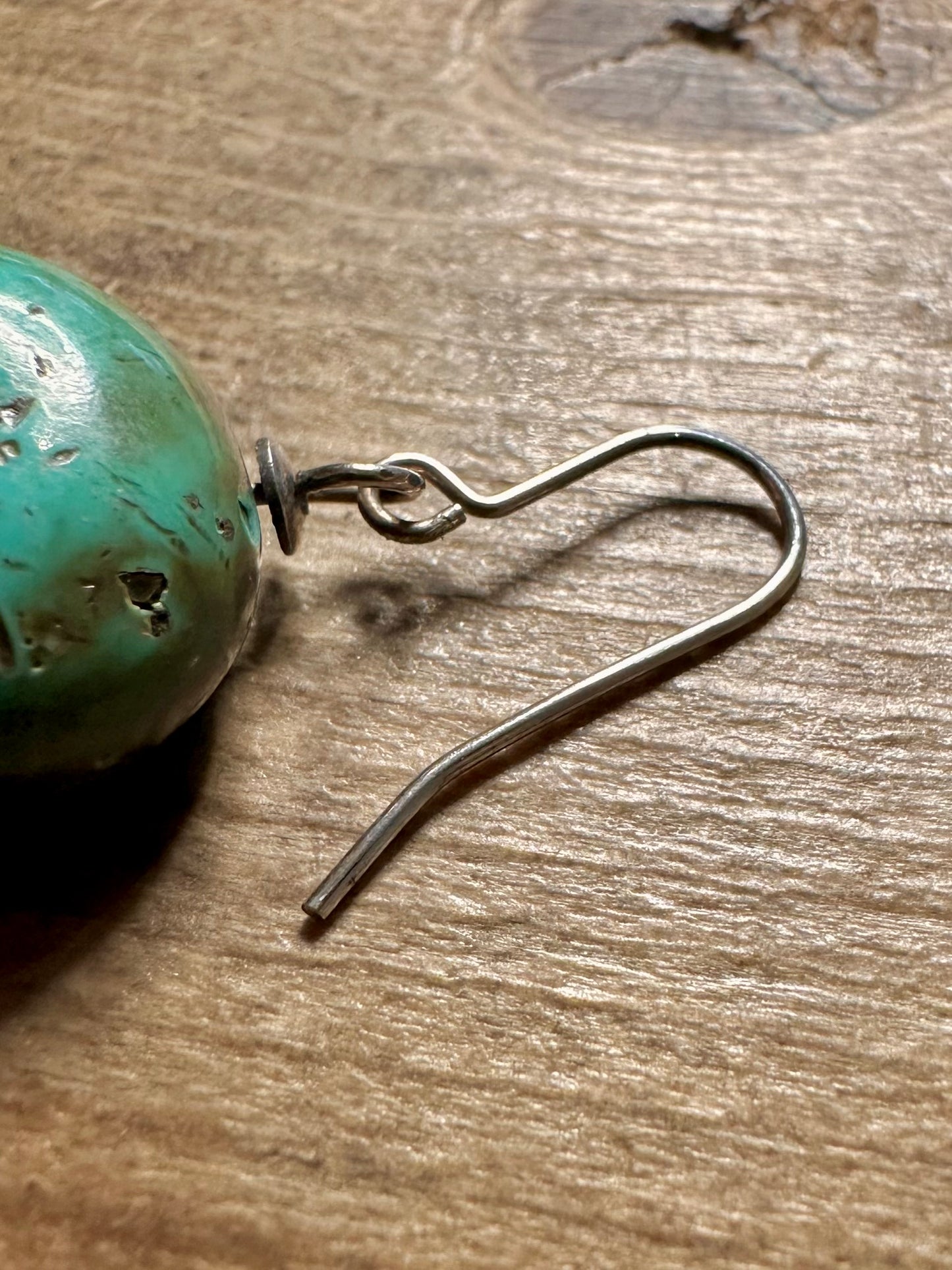 Vintage Polished Turquoise 925 Silver Earrings