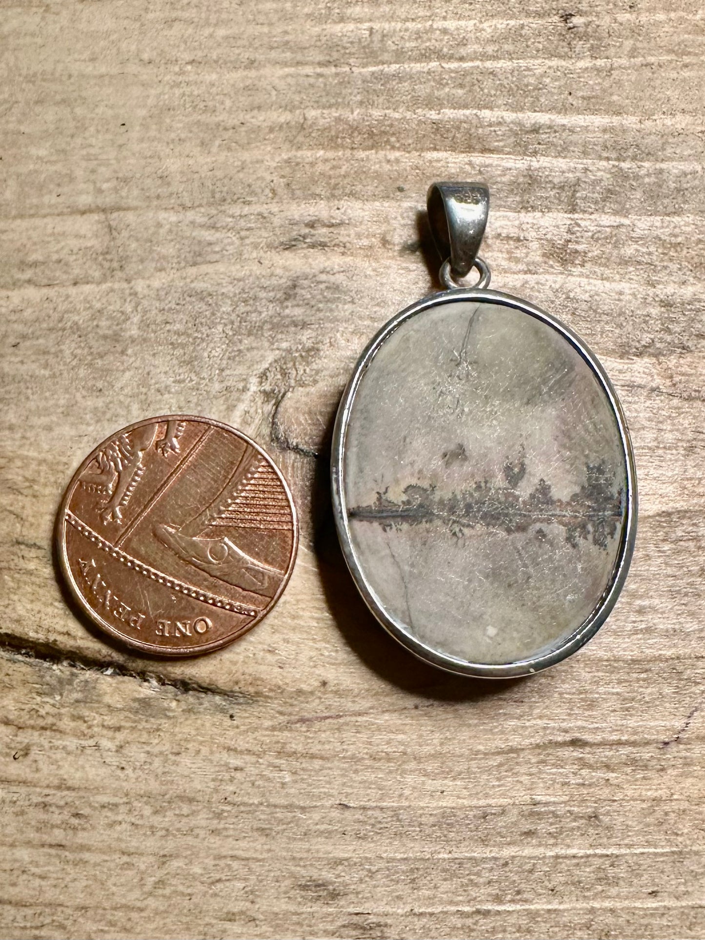 Vintage Jasper Oval 925 Silver Pendant
