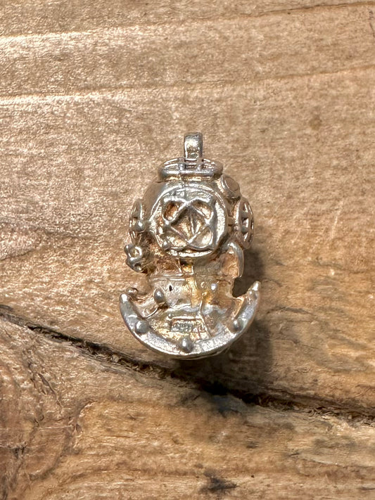 Vintage Nautical Helmet 925 Silver Charm Pendant