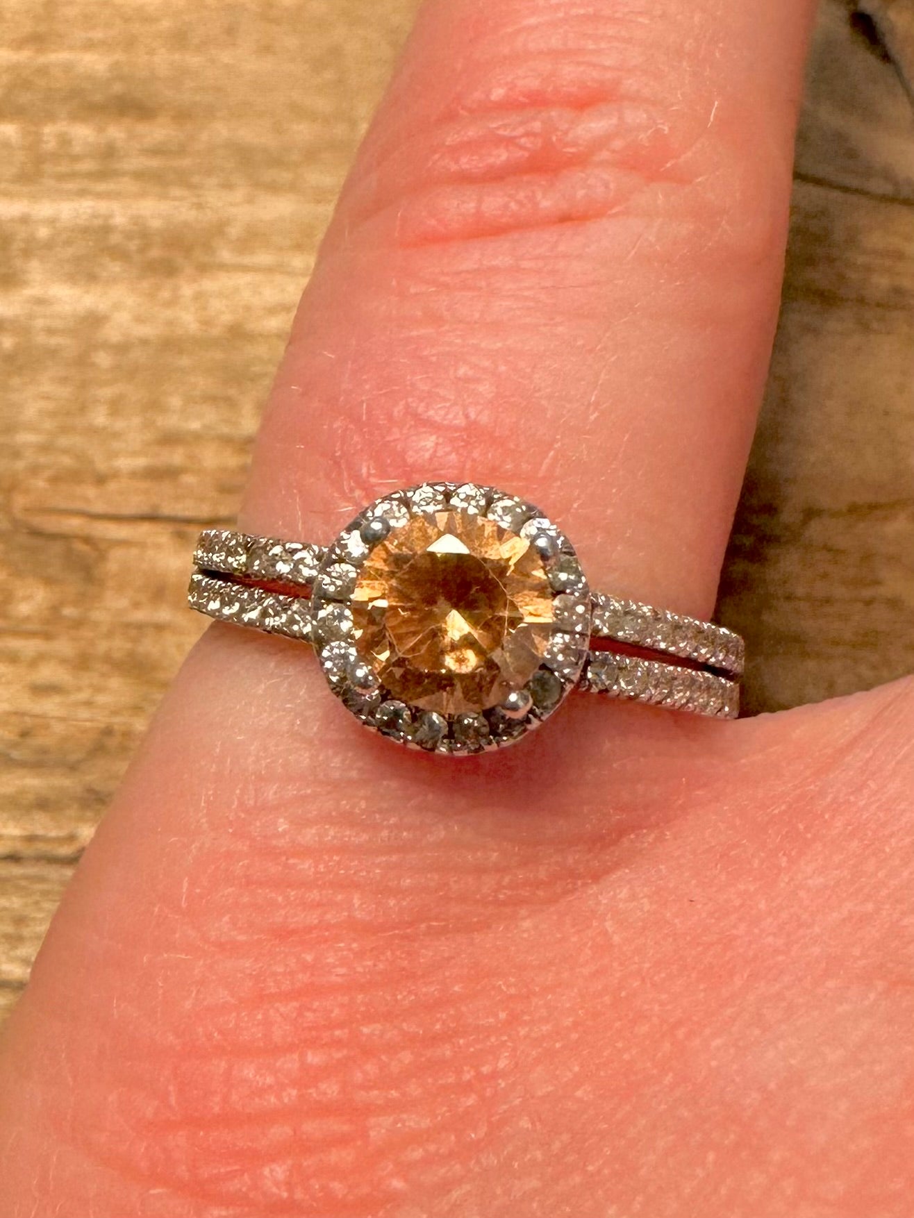 Modern Citrine and CZ 925 Silver Size N1/2 Ring