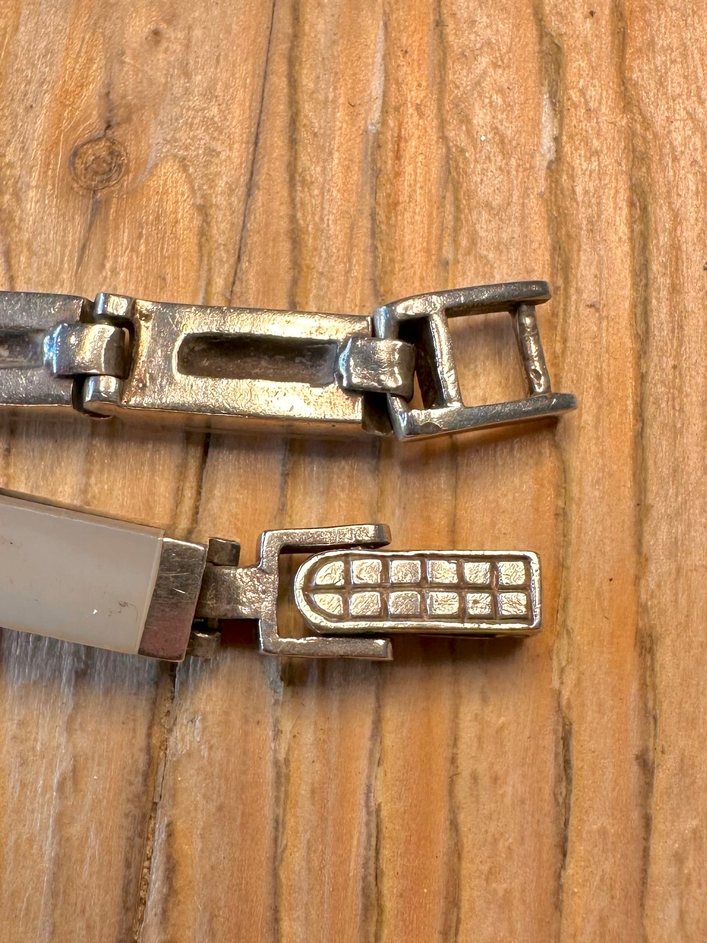 Vintage Mother of Pearl Bar 925 Sterling Silver 7.5 inch Bracelet