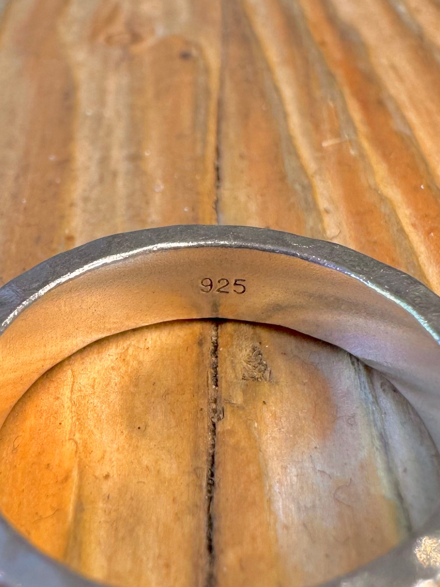 Hammered Band 925 Sterling Silver Size S Ring