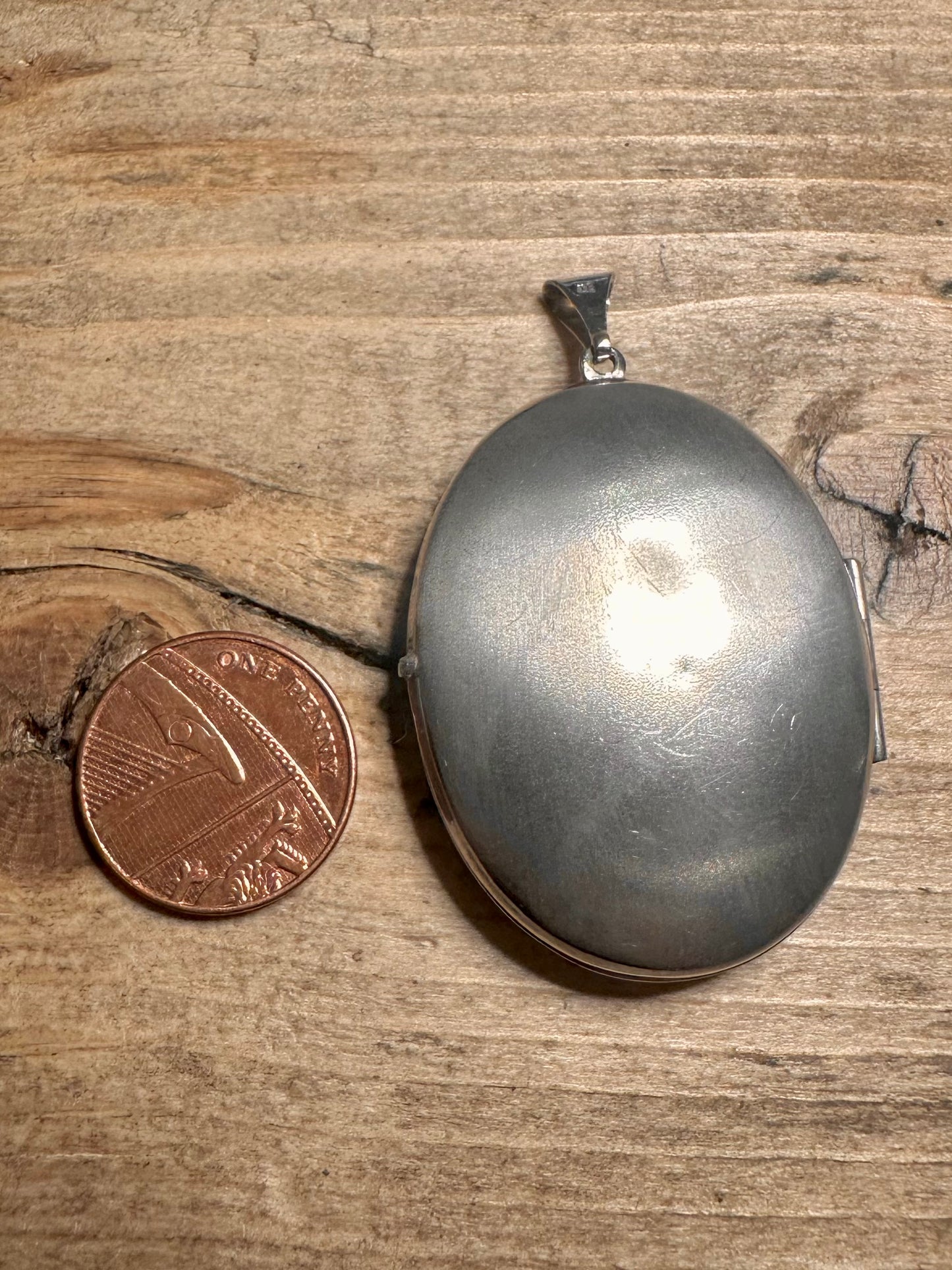 Vintage Large Oval Flower Engraved 925 Silver Locket Pendant