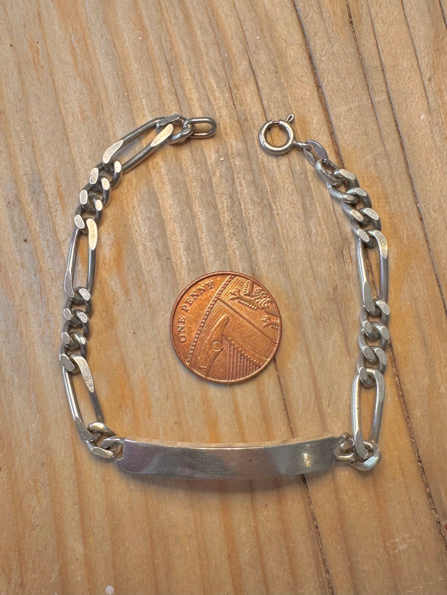 Vintage Identity Figaro Chain 925 Silver 7.5 inch Bracelet