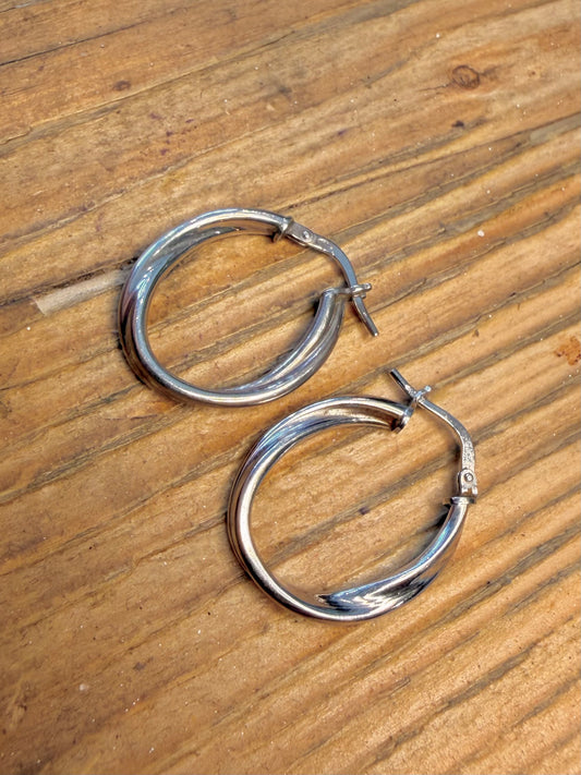 Twisted Hoops 925 Sterling Silver Earrings