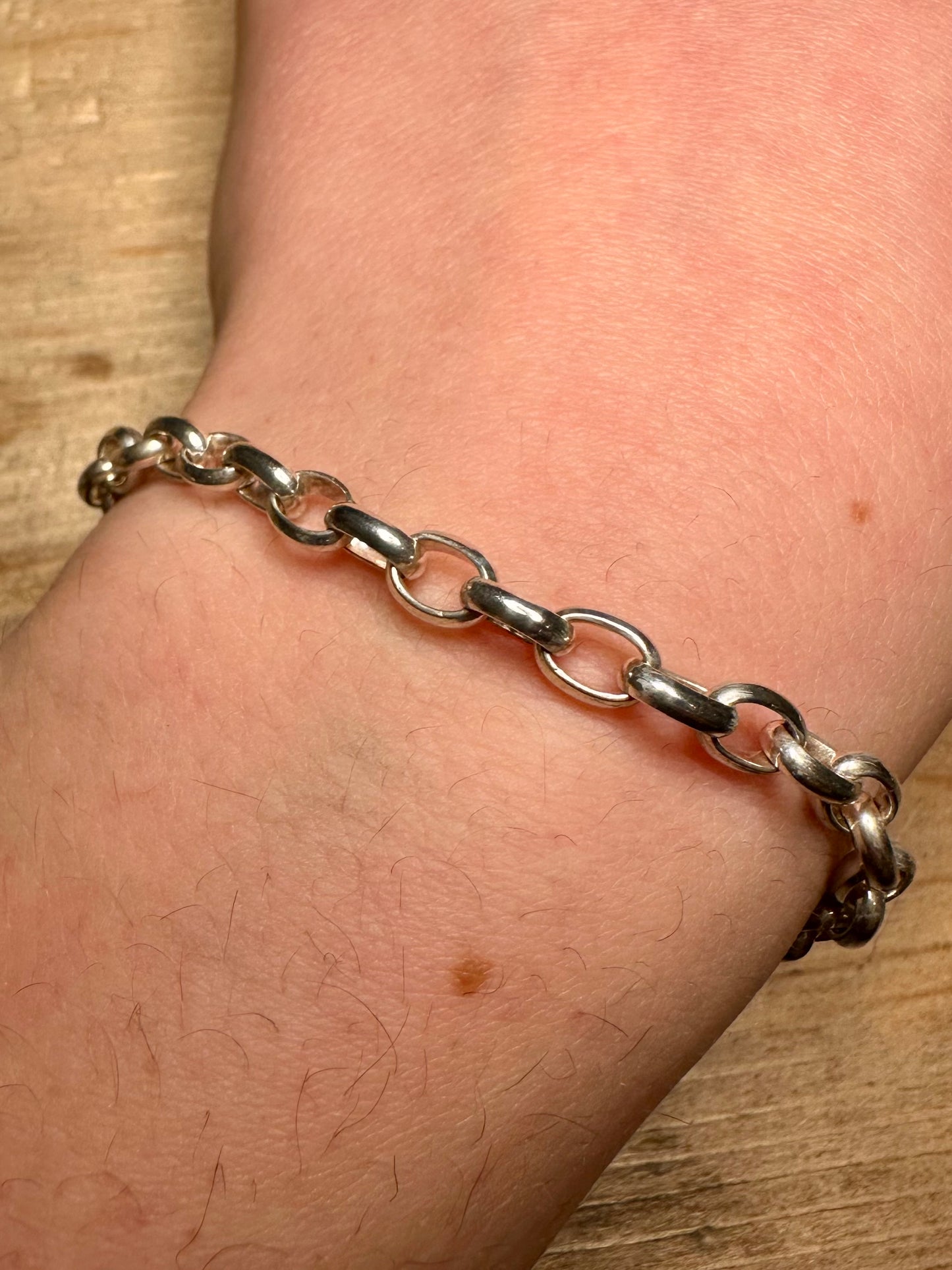 Vintage Belcher Chain 925 Silver 7.2 inch Bracelet