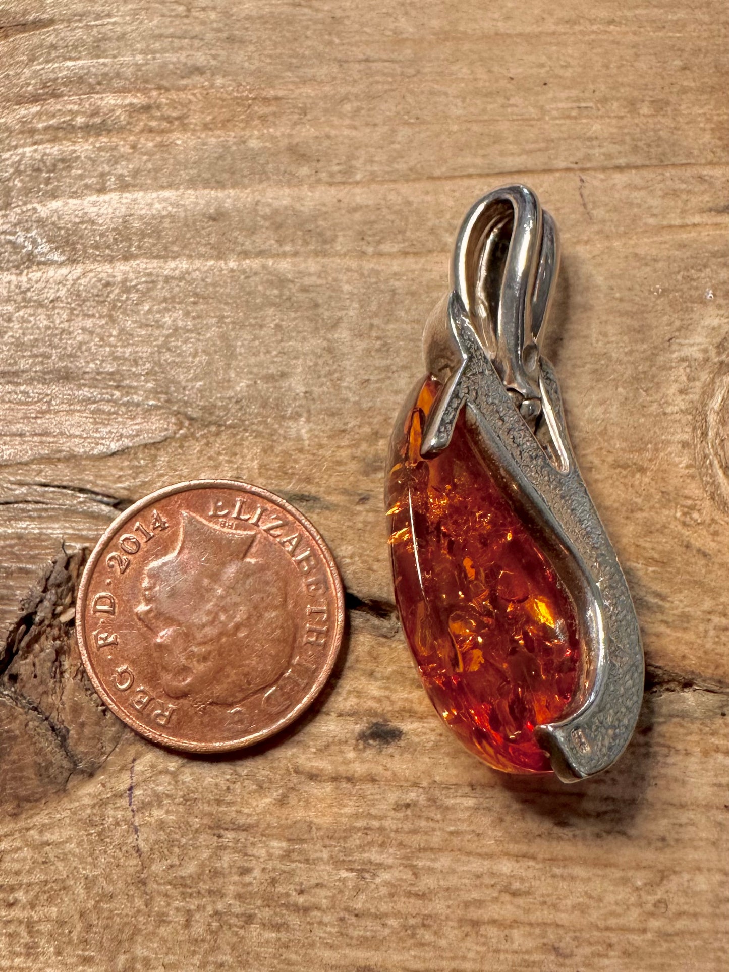 Abstract Amber 925 Silver Pendant