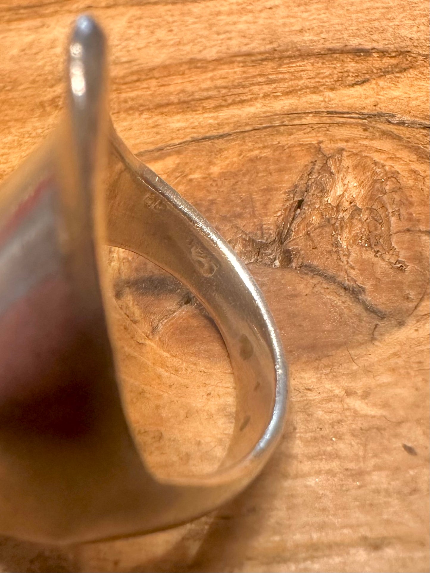 Abstract Long Curved 925 Silver Size O Ring