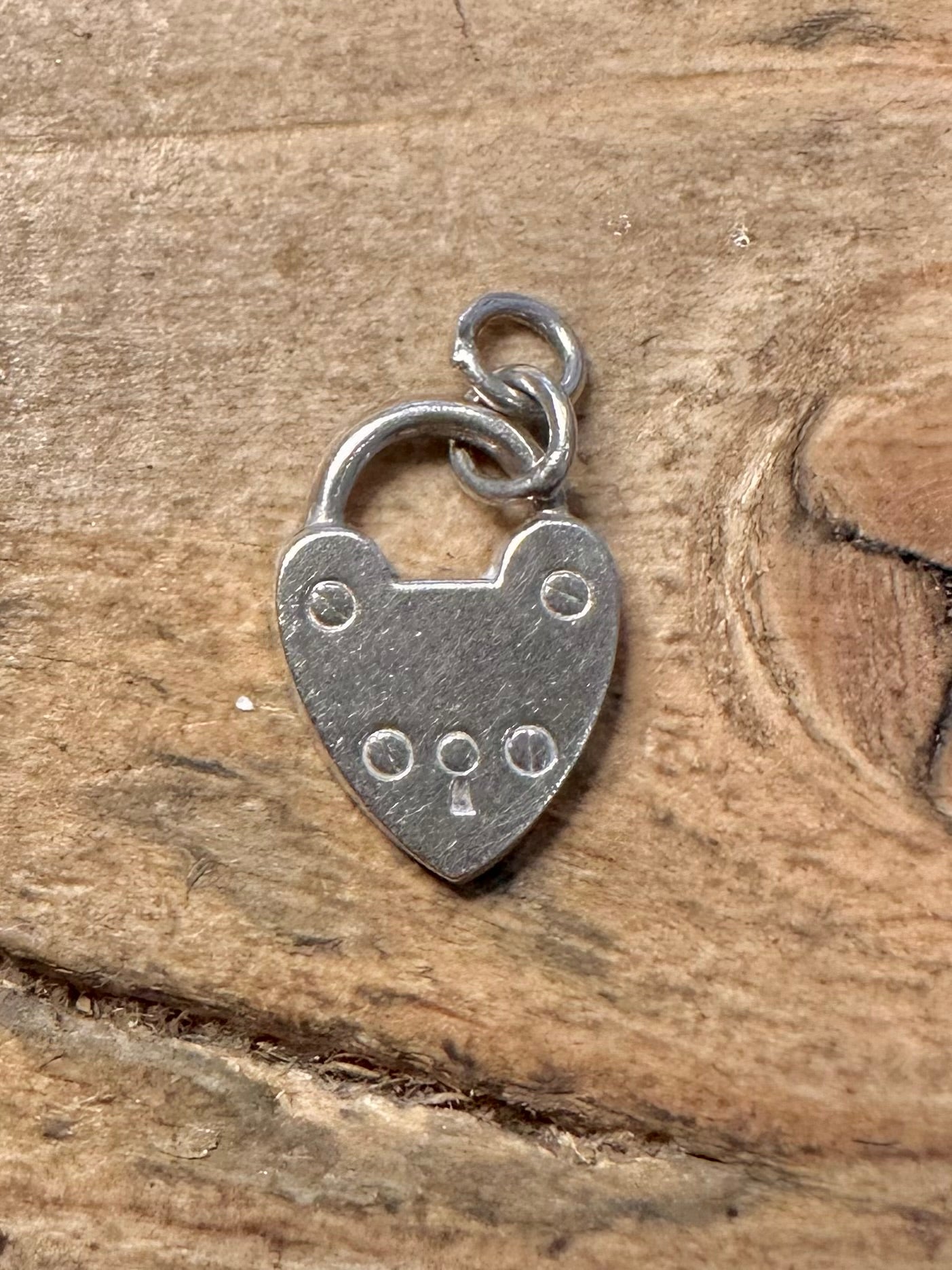 Vintage Heart Padlock Shaped 925 Silver Charm Pendant