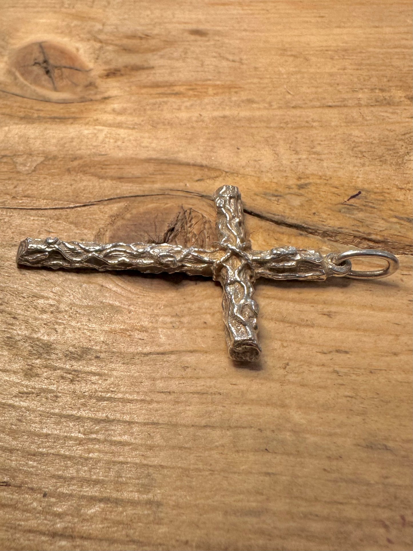 Abstract Cross Textured 925 Silver Pendant